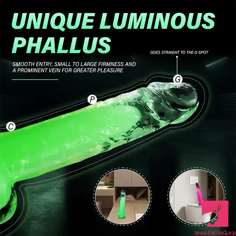 6.5in 7.3in 8.26in 9.44in Luminous Crystal TPE Flexible Double-Layer Dildo