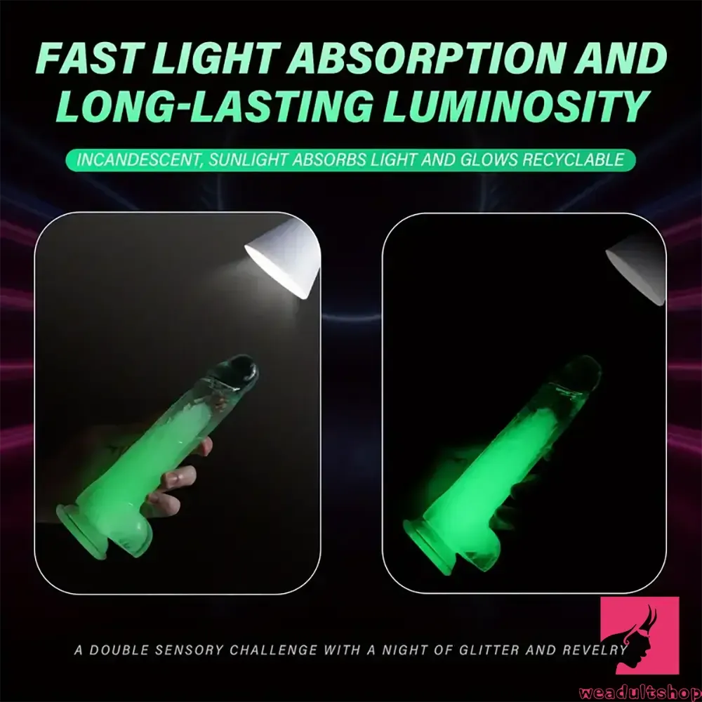 6.5in 7.3in 8.26in 9.44in Luminous Crystal TPE Flexible Double-Layer Dildo
