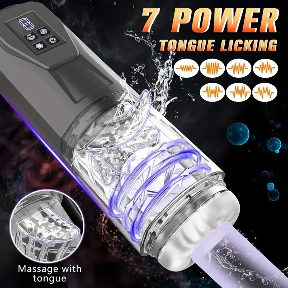 7 Vibrating Rotating Thrusting Licking 3D Texture Auto Masturbator