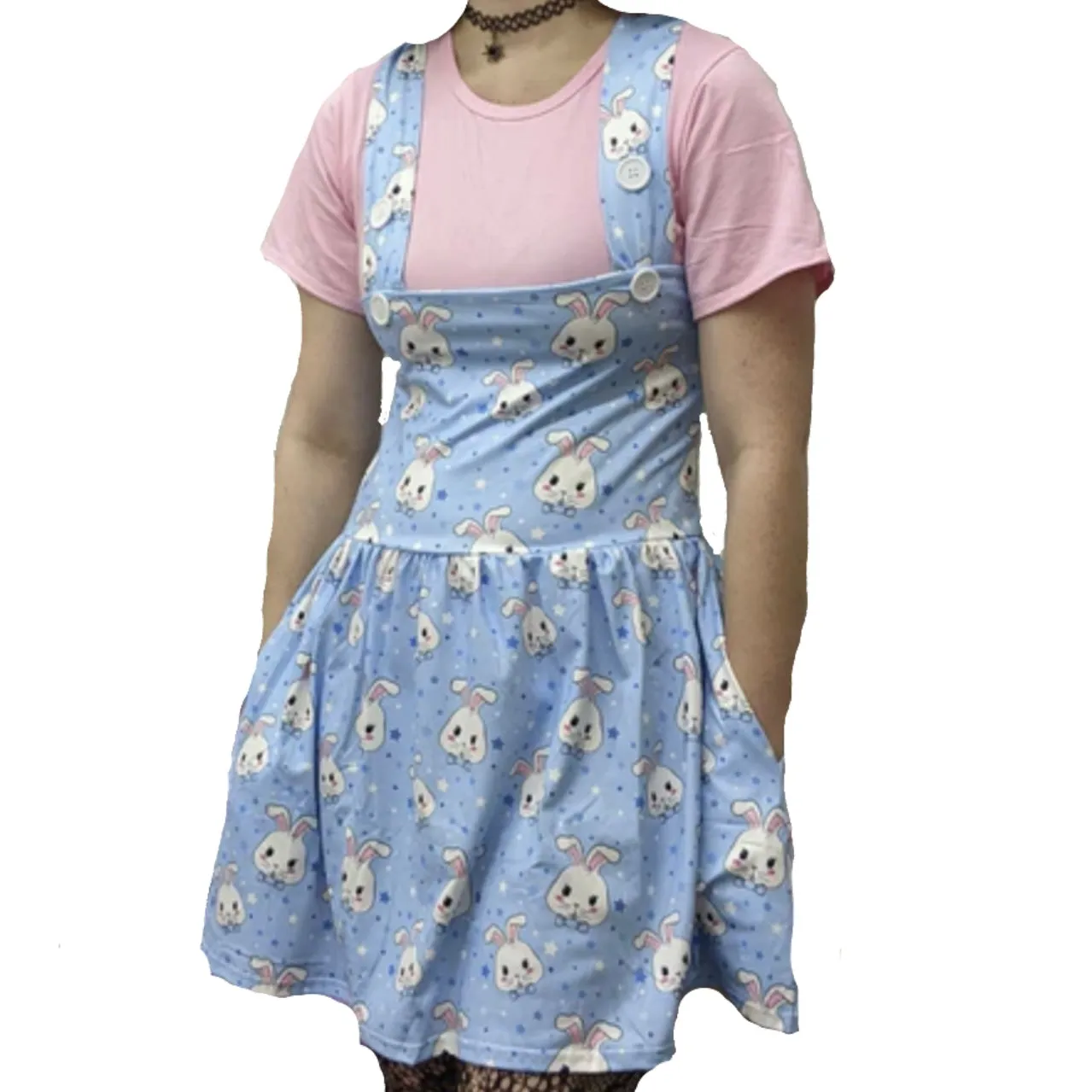 Blue Baby Bunny Suspender Skirt Dress