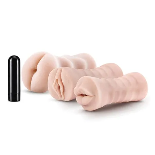Blush Novelties - M for Men Self Lubricating Vibrating Stroker Masturbator Sleeve Kit (Beige)