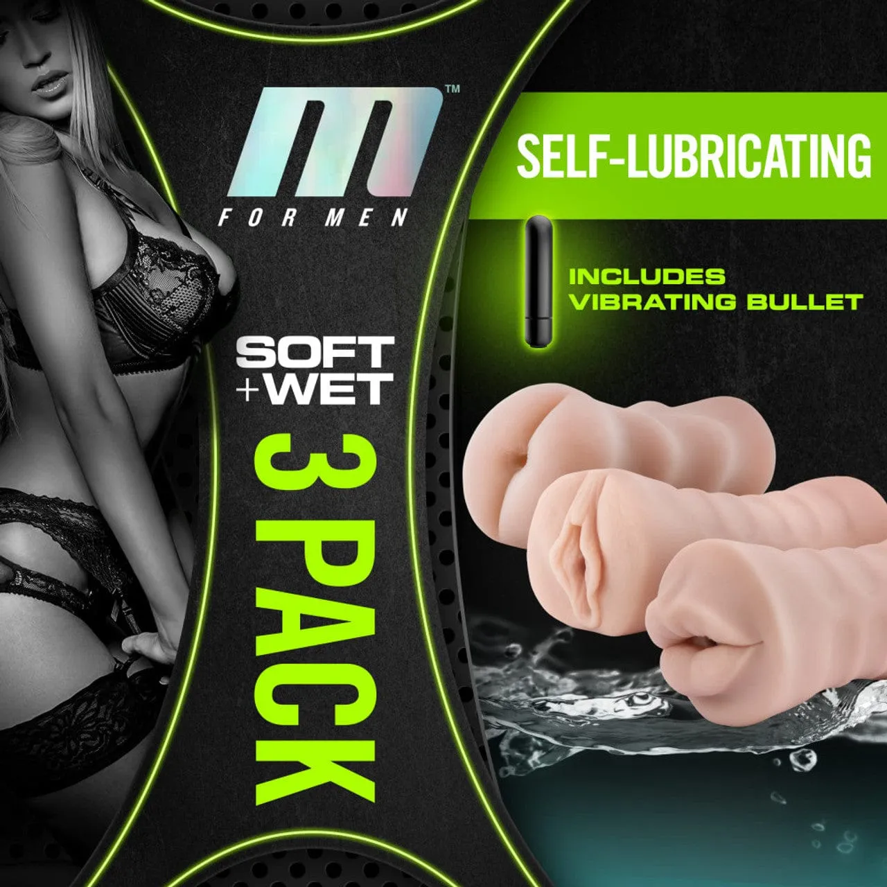 Blush Novelties - M for Men Self Lubricating Vibrating Stroker Masturbator Sleeve Kit (Beige)