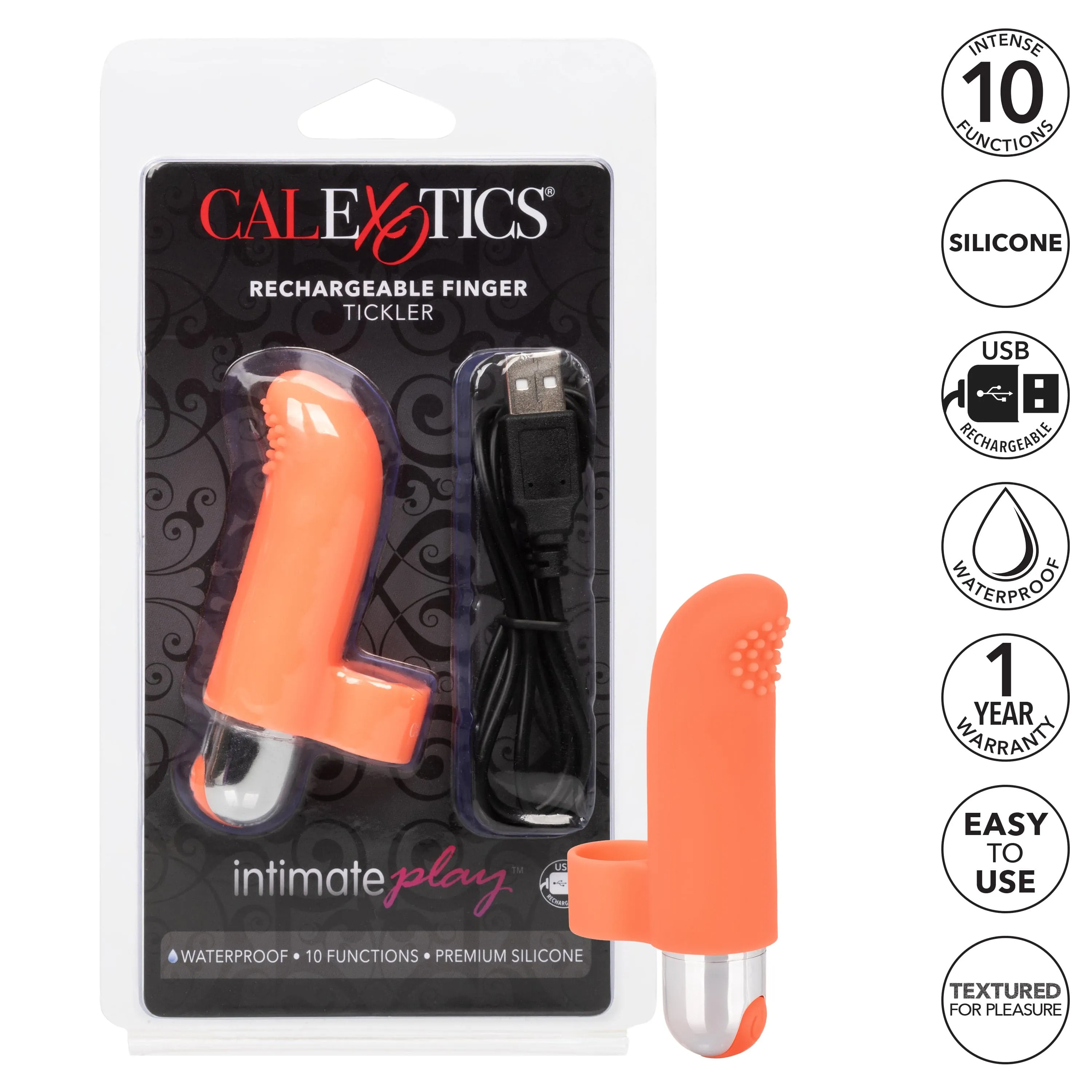 California Exotics - Intimate Play Rechargeable Finger Tickler Clit Massager (Orange)