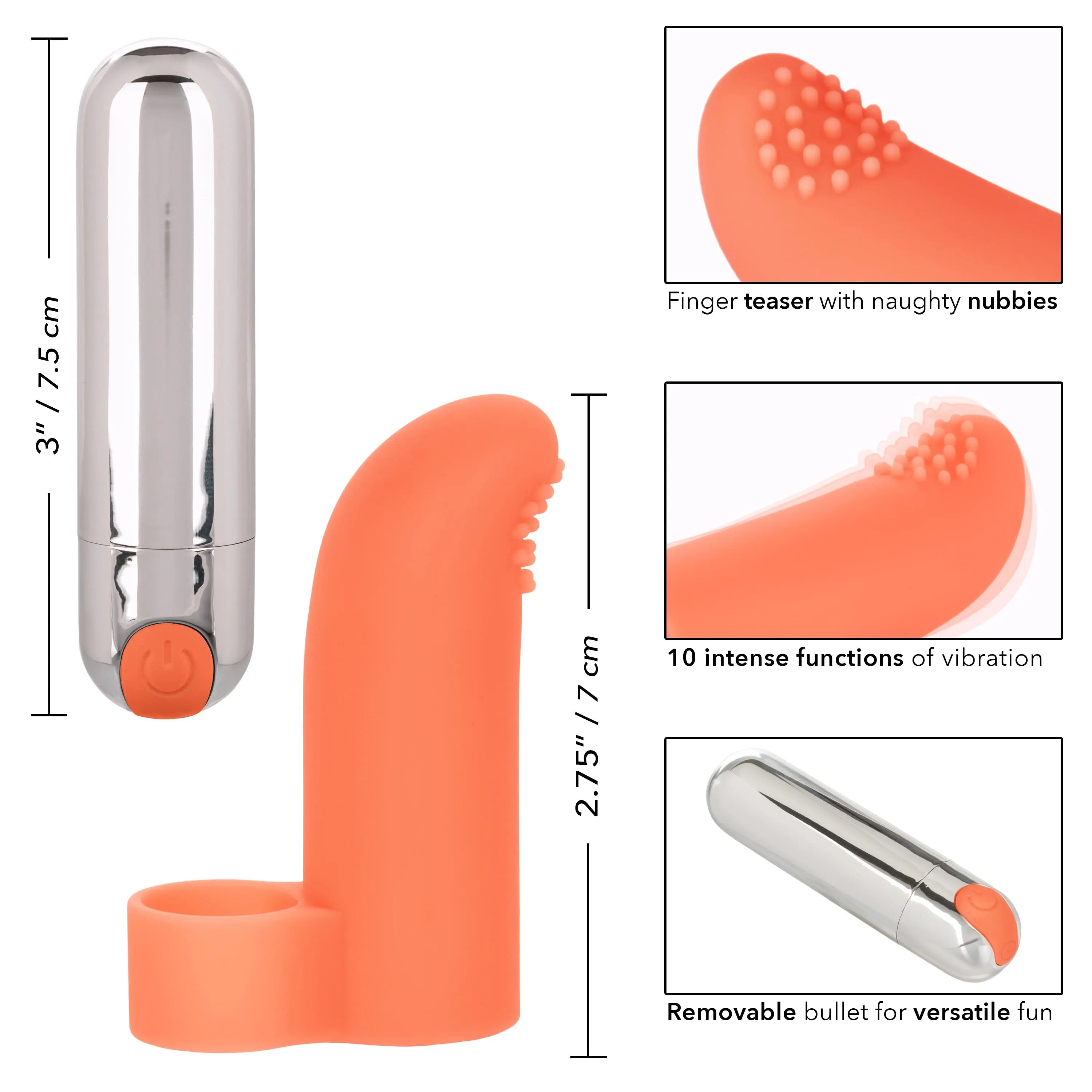 California Exotics - Intimate Play Rechargeable Finger Tickler Clit Massager (Orange)