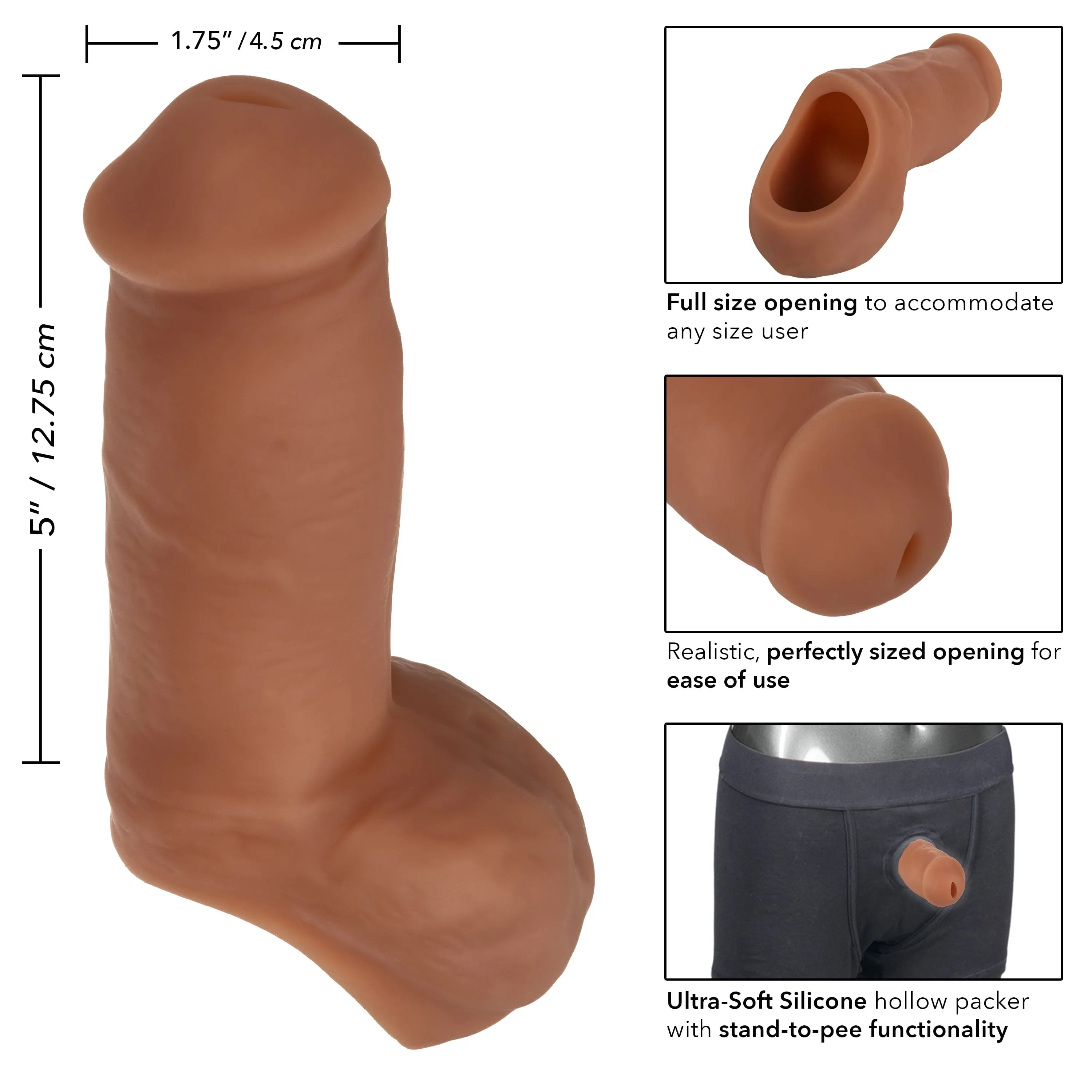 California Exotics - Packer Gear Ultra Soft Silicone STP Hollow Dildo 5 (Brown)
