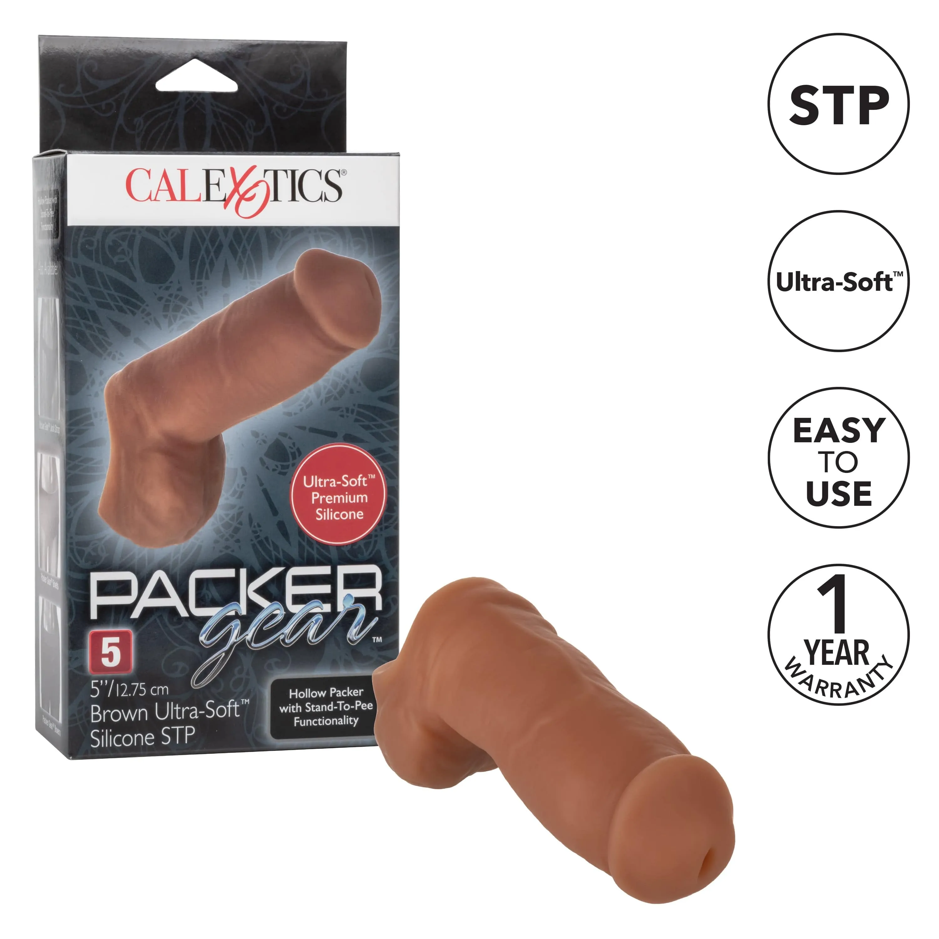 California Exotics - Packer Gear Ultra Soft Silicone STP Hollow Dildo 5 (Brown)