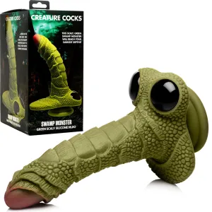 Creature Cock  Swamp Monster Green Scaly Silicone Dildo Sex Toy