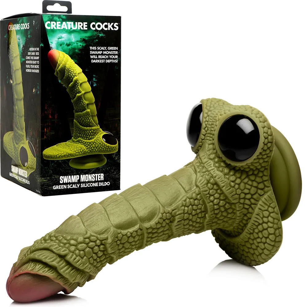 Creature Cock  Swamp Monster Green Scaly Silicone Dildo Sex Toy