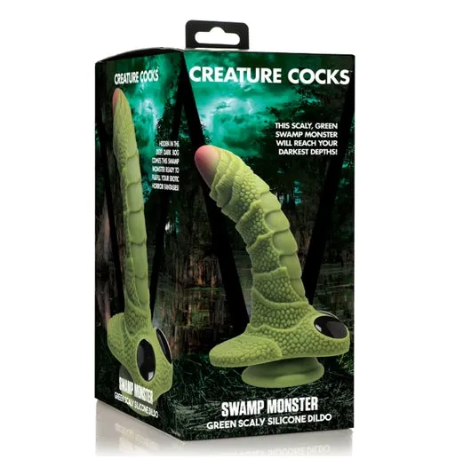 Creature Cock  Swamp Monster Green Scaly Silicone Dildo Sex Toy