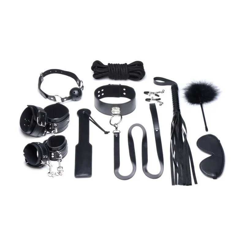 Deluxe 10 Piece Bondage Set Black