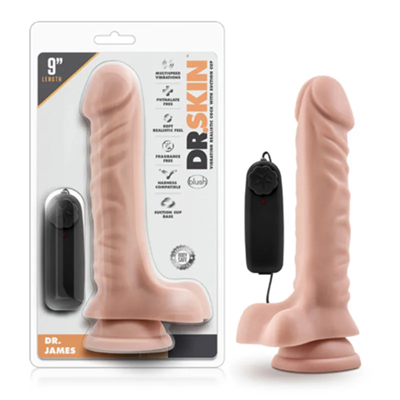 Dr. Skin Dr. James Realistic 9 in. Vibrating Dildo with Balls Beige