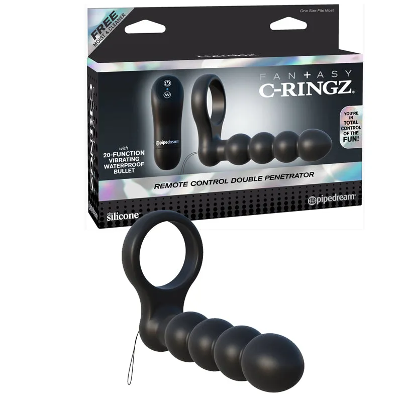 Fantasy C-Ringz Remote Control Double Penetrator Vibrating Cockring Black