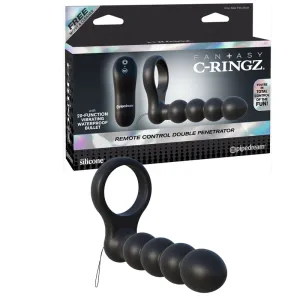 Fantasy C-Ringz Remote Control Double Penetrator Vibrating Cockring Black