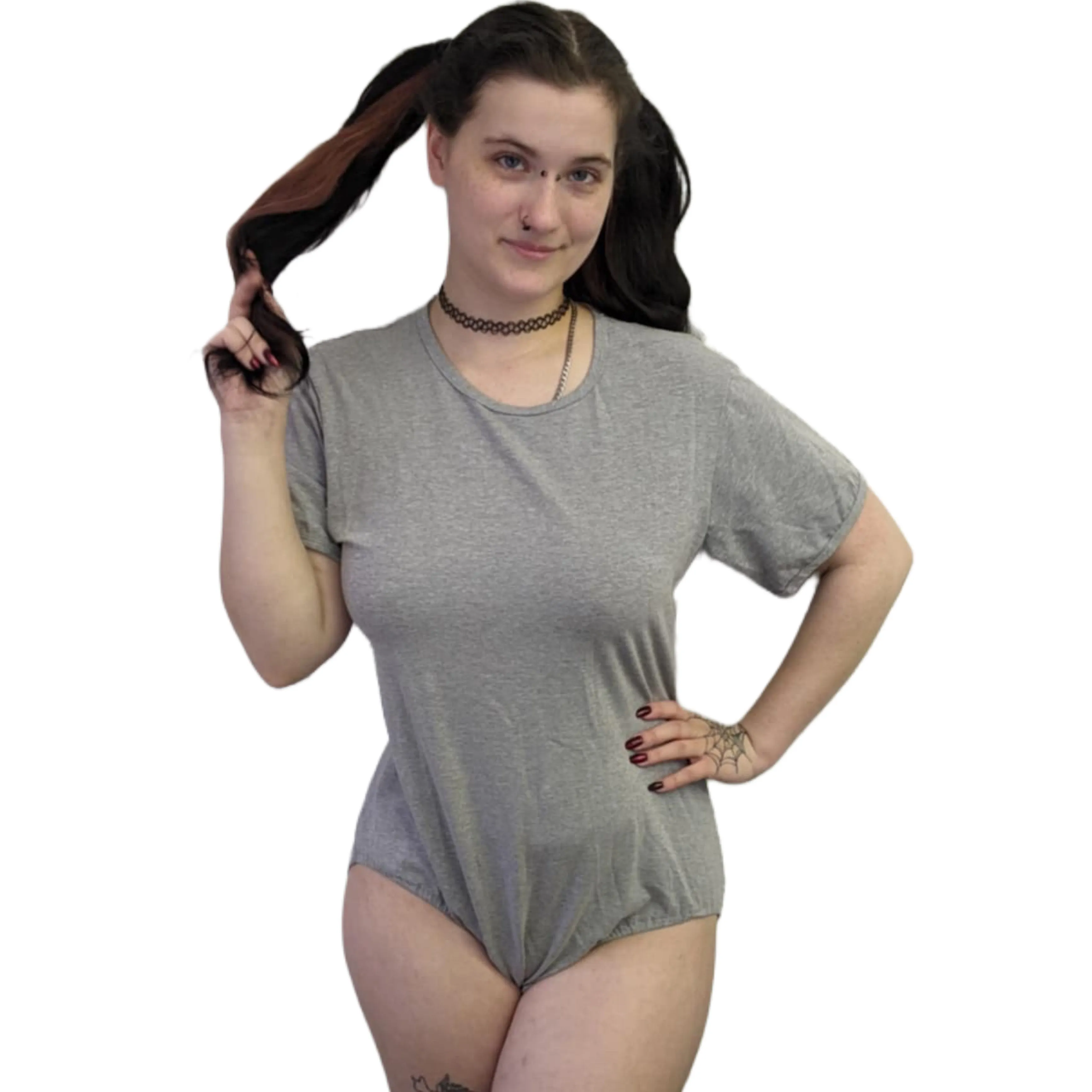 Grey Cotton Bodysuit