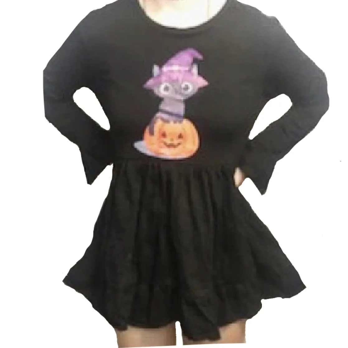 Halloween Kitty Long Sleeve Dress