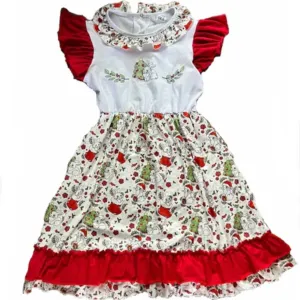 Holiday Bunny Ruffle Sleeve Dress
