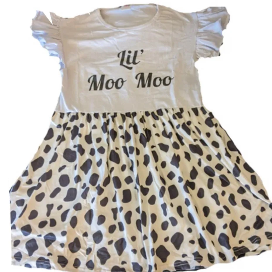 Lil Moo Moo Ruffle Sleeve Dress
