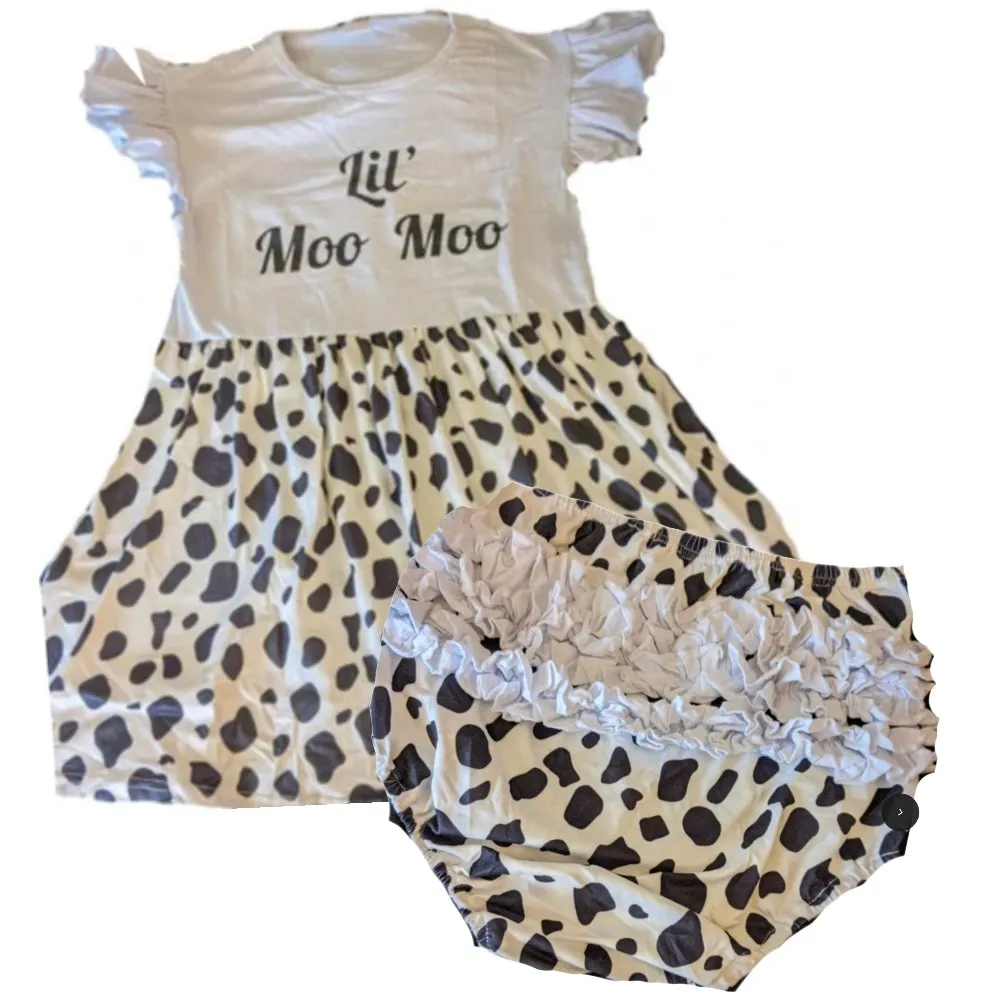 Lil Moo Moo Ruffle Sleeve Dress