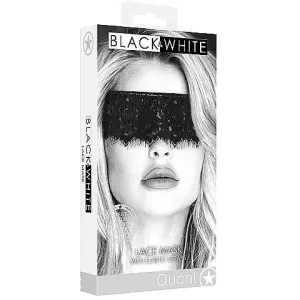Ouch Black & White Lace Mask With Elastic Straps by Shots
