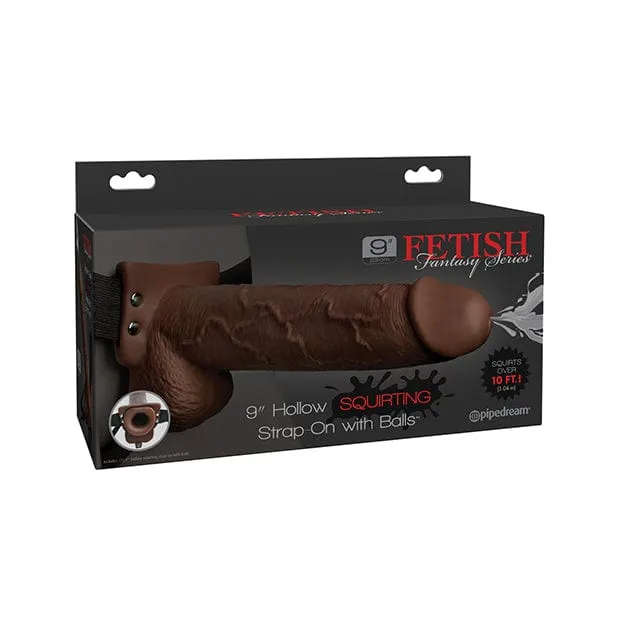 Pipedream - Fetish Fantasy Series Hollow Squirting Strap On Dildo with Balls 9 (Brown)