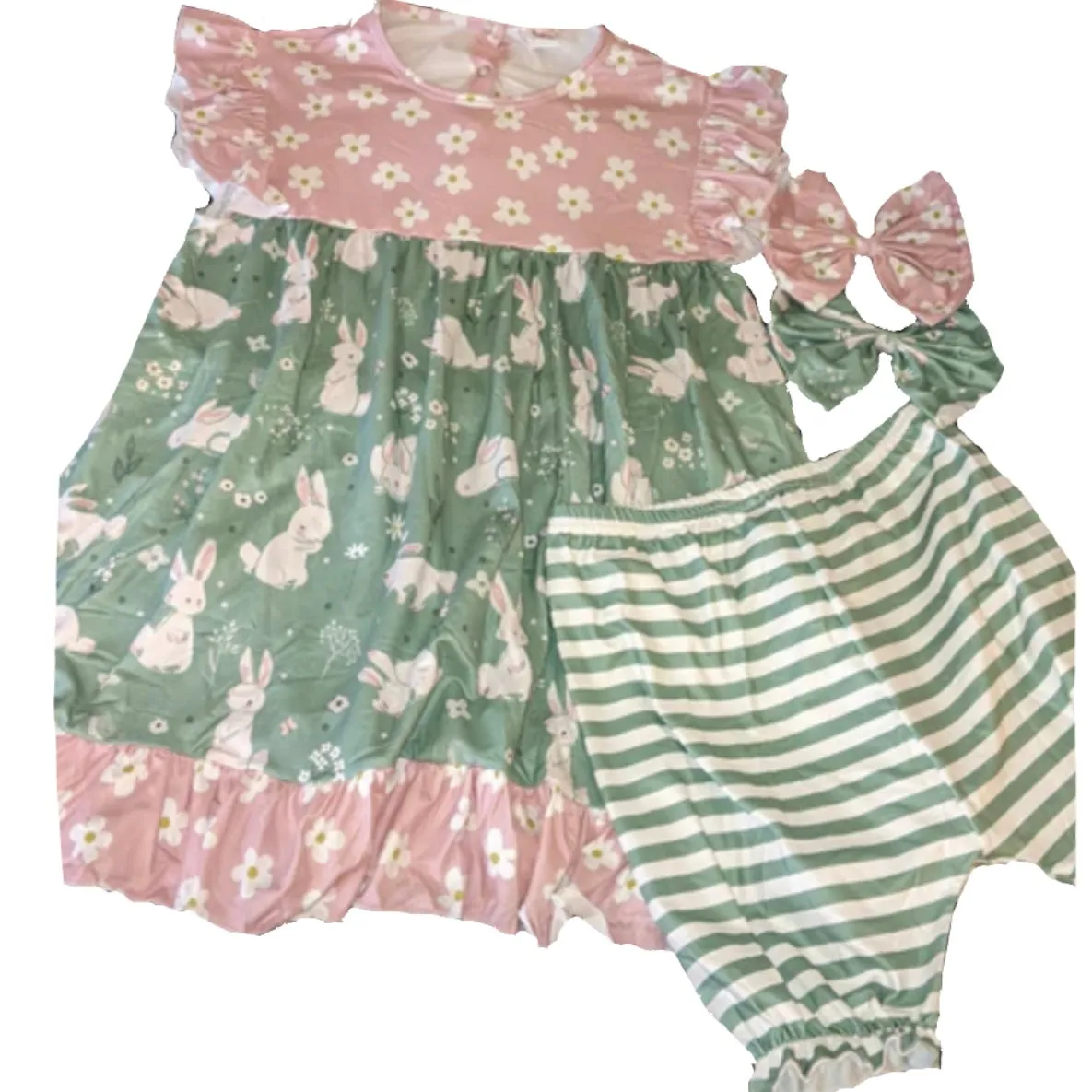 Pretty Bunny Ruffle Sleeve Dress