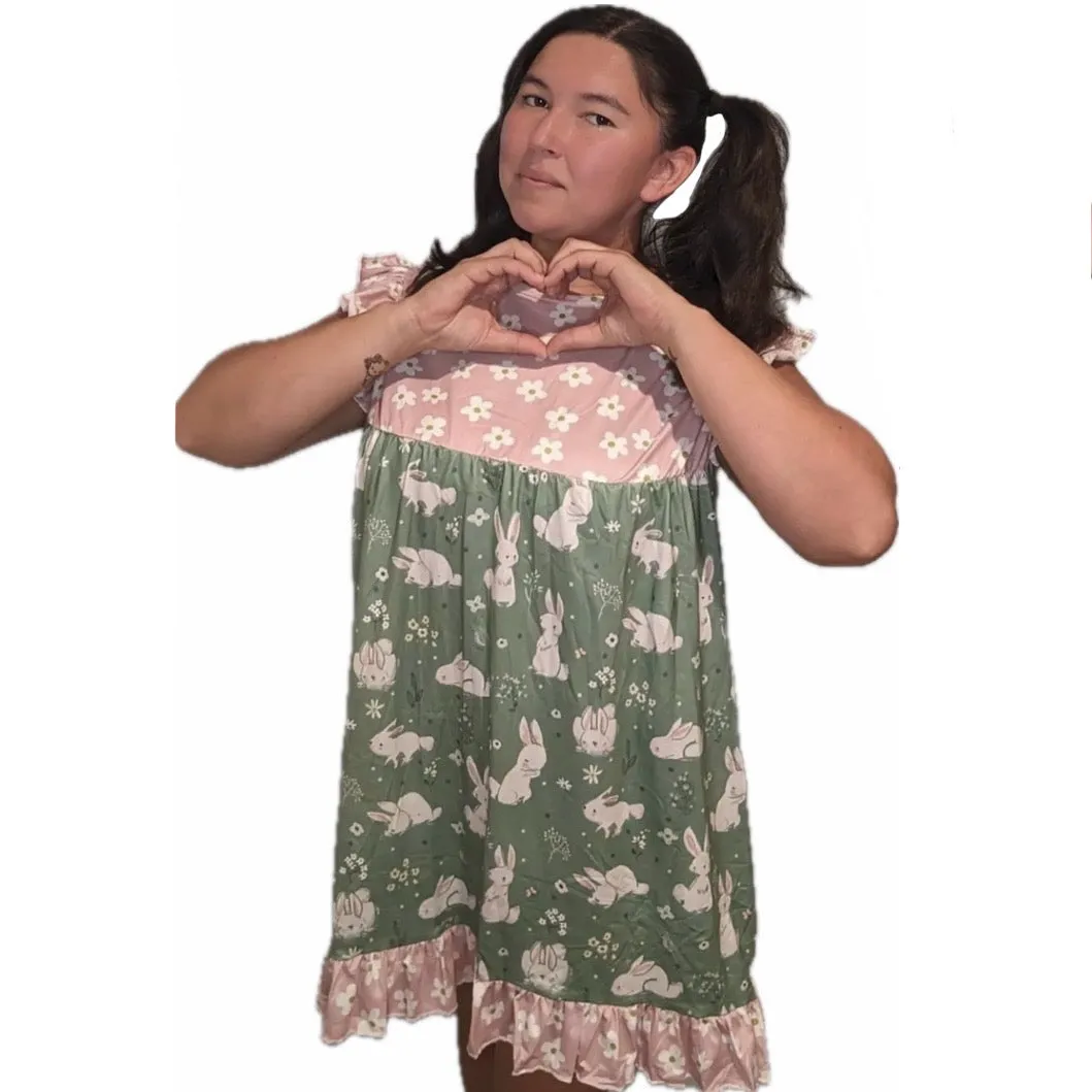 Pretty Bunny Ruffle Sleeve Dress