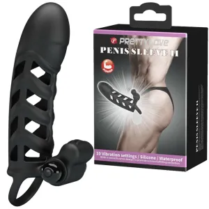 Pretty Love Penis Sleeve II Vibrating Cock Ring Extender Couples Penis Extension