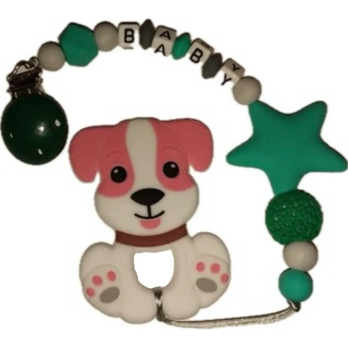 Puppy Variety Silicone Teether Chewing Toy Pacifier Clip