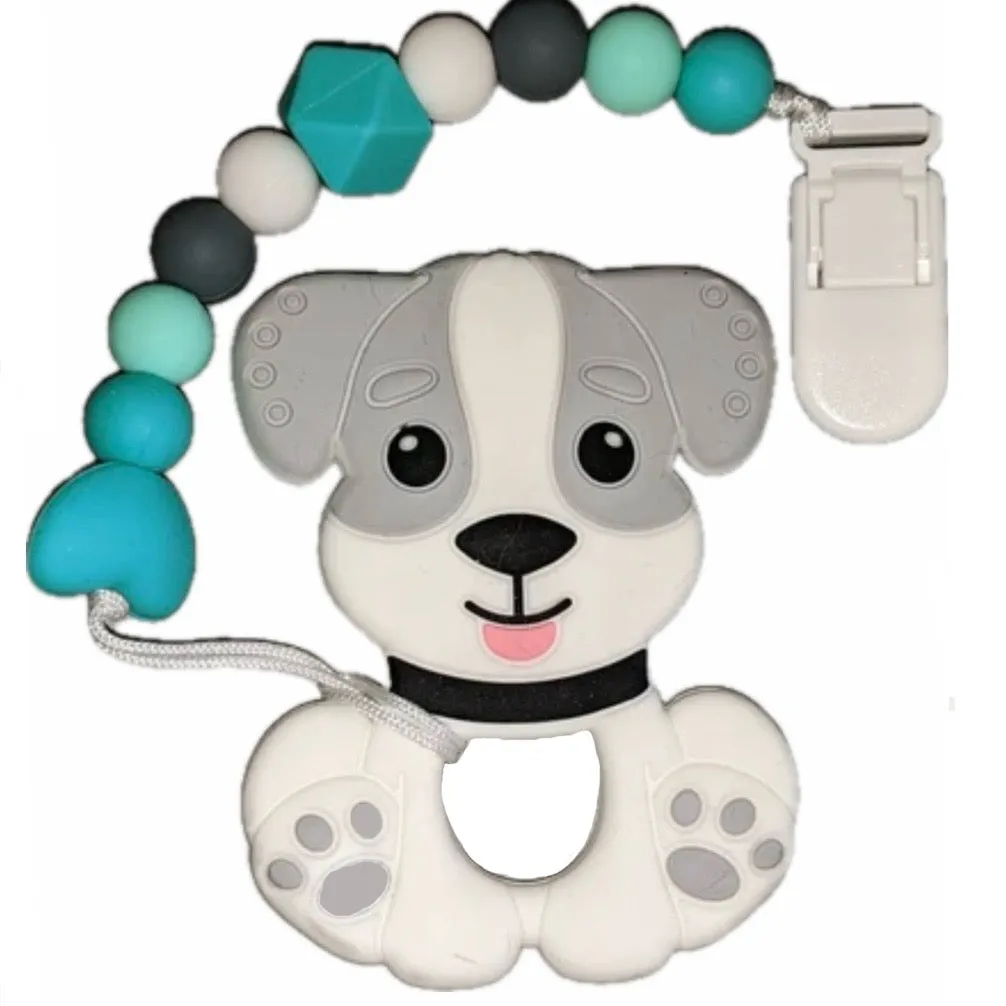 Puppy Variety Silicone Teether Chewing Toy Pacifier Clip