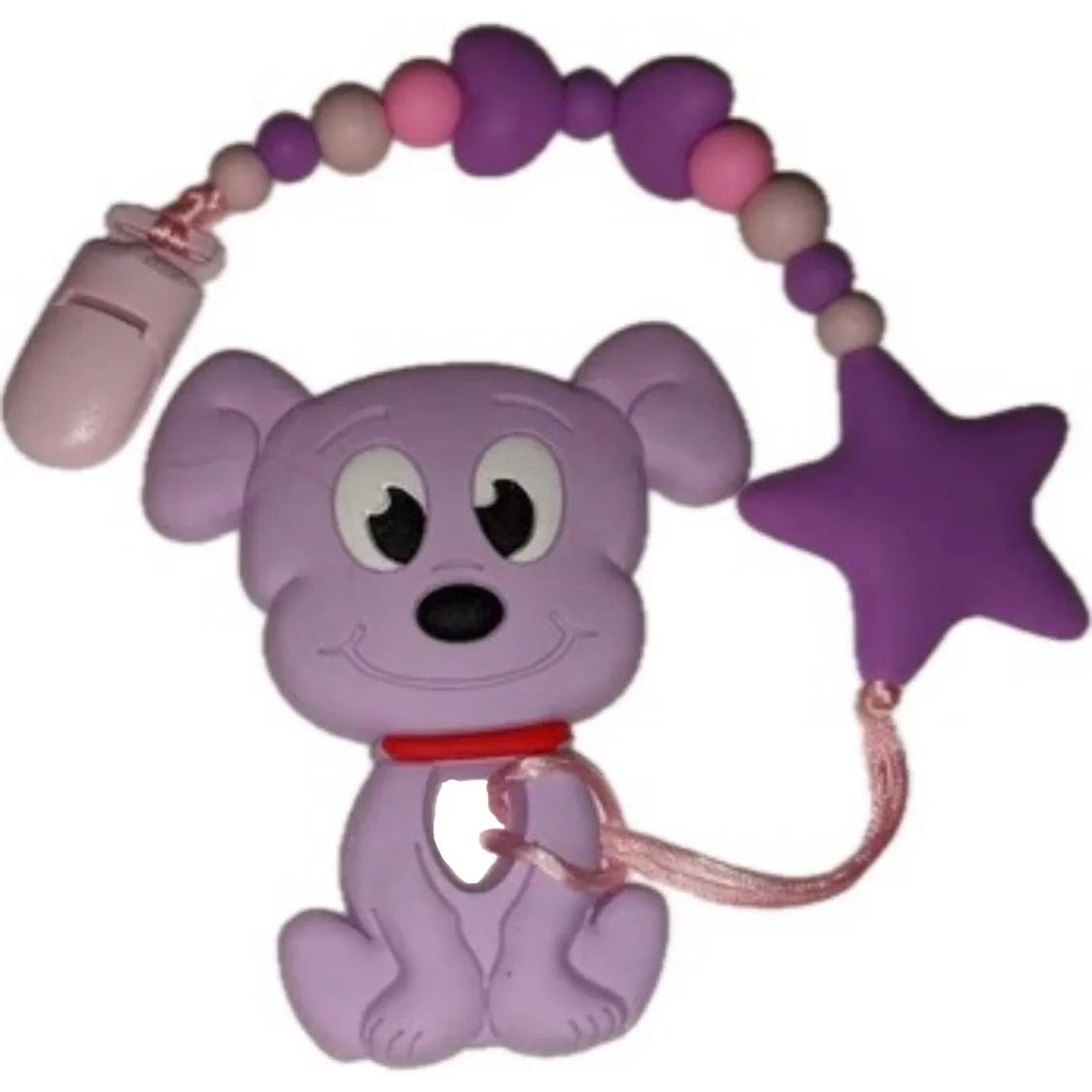 Puppy Variety Silicone Teether Chewing Toy Pacifier Clip