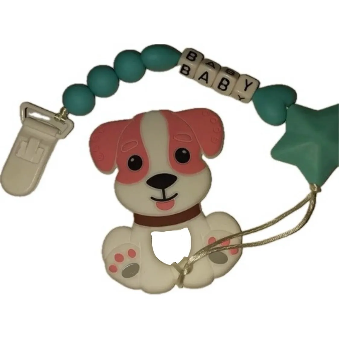 Puppy Variety Silicone Teether Chewing Toy Pacifier Clip