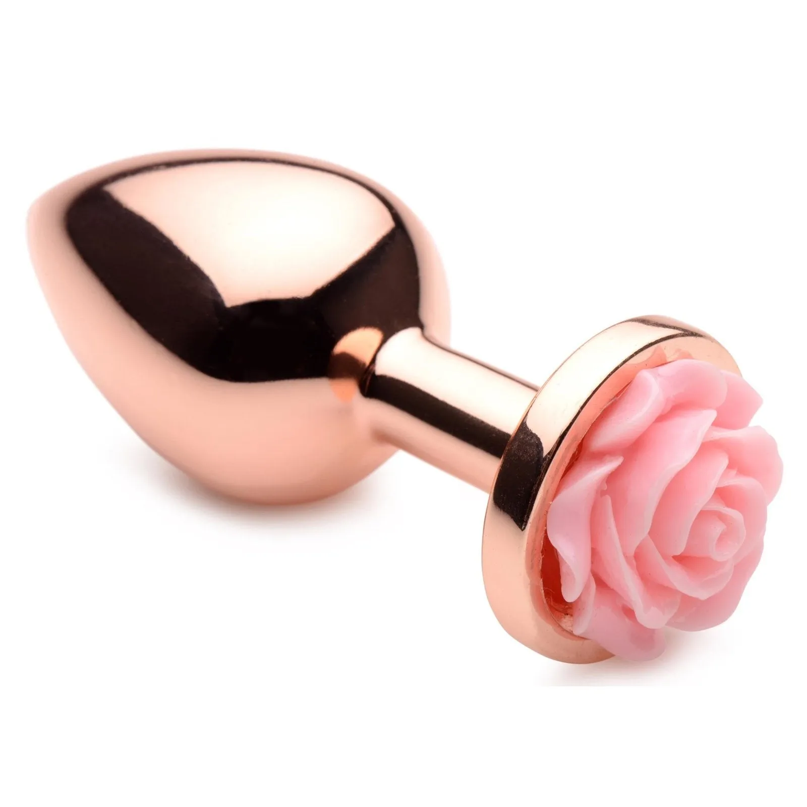 Rose Gold Anal Plug With Pink Flower