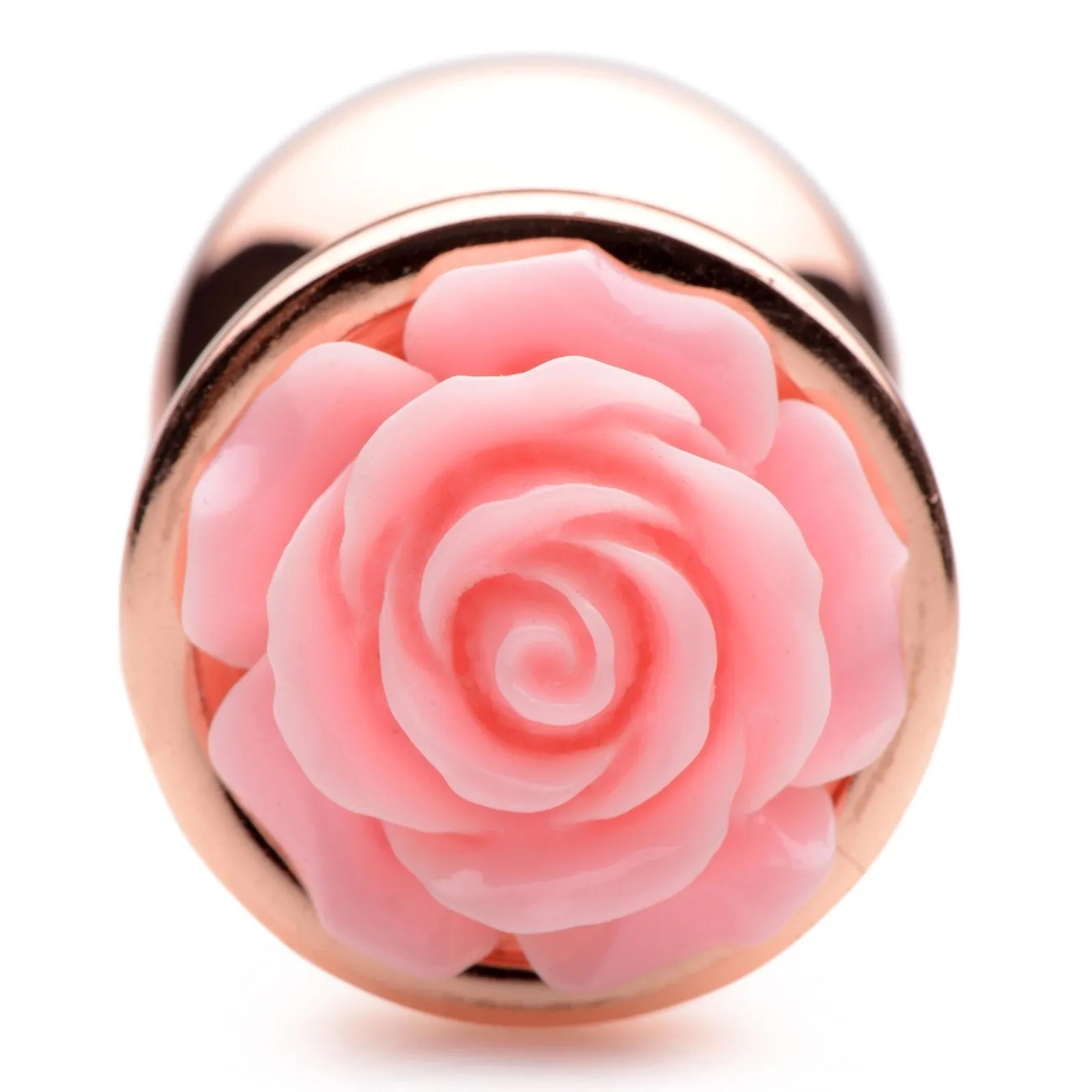 Rose Gold Anal Plug With Pink Flower