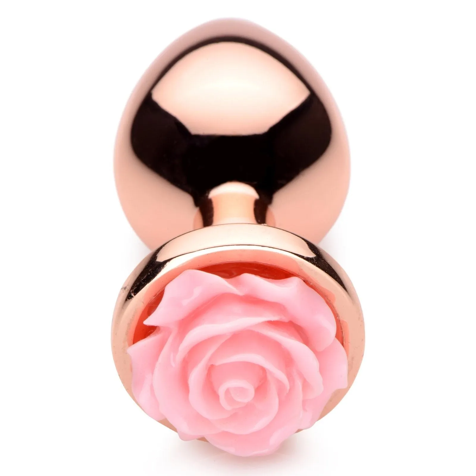 Rose Gold Anal Plug With Pink Flower