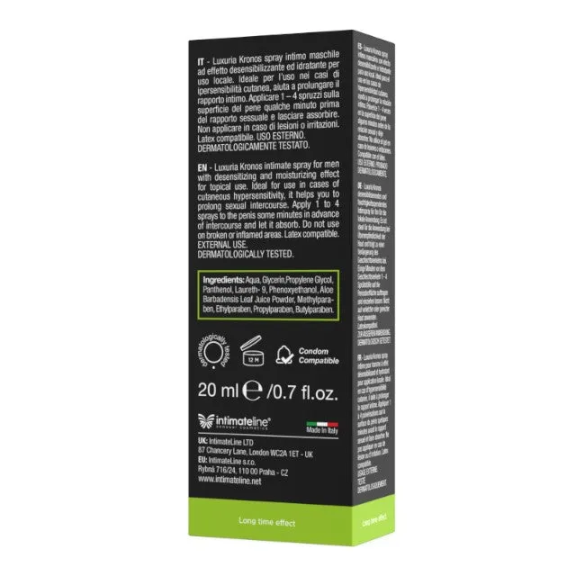 Spray LUXURIA Kronos Delay. cu aloe vera. pentru întârzierea ejaculării și performanțe sexuale îmbunătățite. 20 ml