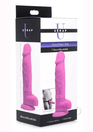 Strap U Silicone Dildo W/balls Pink