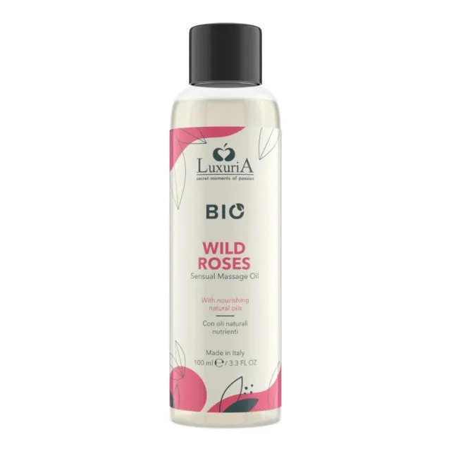 Ulei de masaj LUXURIA Bio Wild Roses. cu uleiuri naturale. fără parabeni. aromă de trandafir. 100 ml (roz)