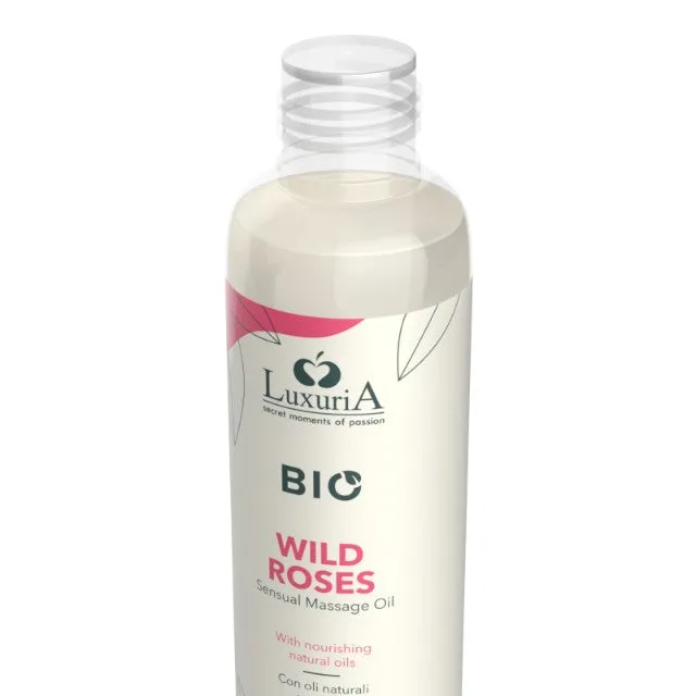 Ulei de masaj LUXURIA Bio Wild Roses. cu uleiuri naturale. fără parabeni. aromă de trandafir. 100 ml (roz)