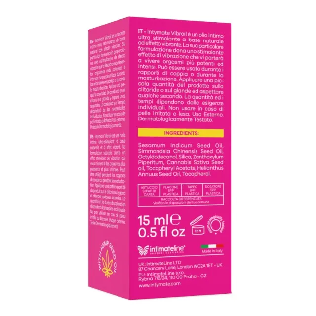 Ulei intim INTYMATE Vibroil - Liquid Vibrator. cu efect de furnicături. pentru stimularea clitorisului și orgasm intens. 15 ml