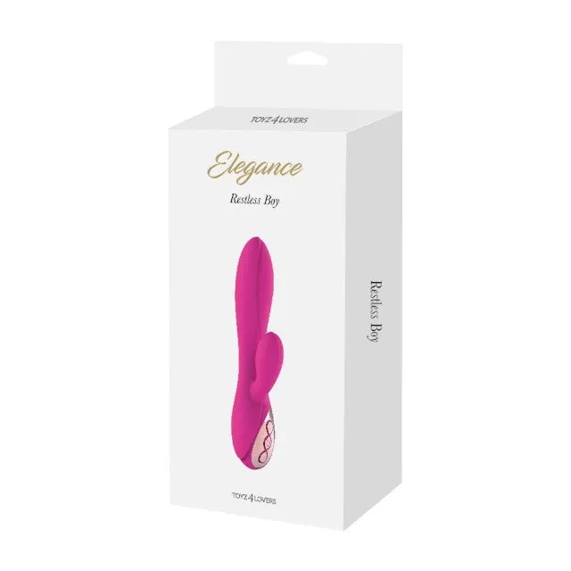 Vibrator rabbit TOYZ4LOVERS Elegance Restless Boy. pentru clitoris și punctul G. cu vibrații multiple. 18.5 cm. roz
