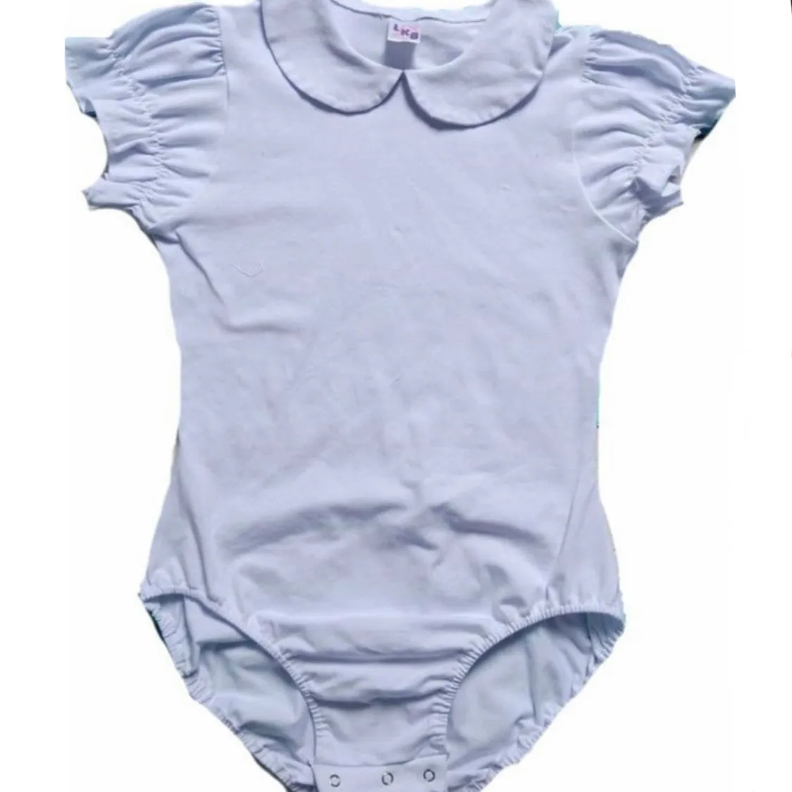 White Cotton Collared Bodysuit