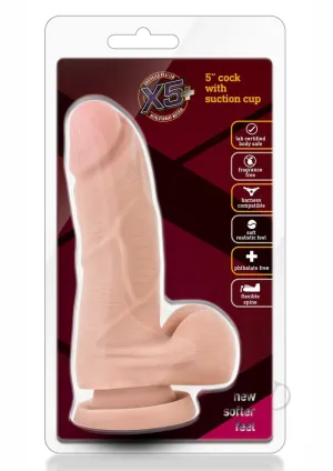 X5 Plus Cock W/suction Cup 5 Beige