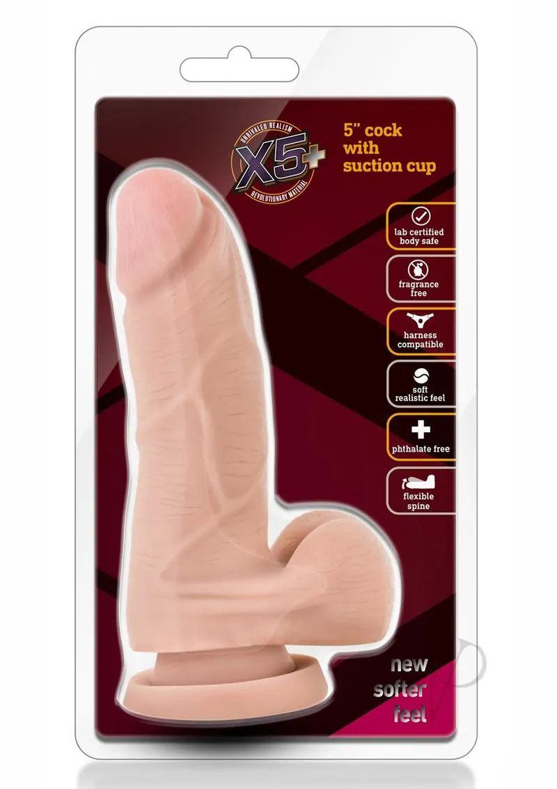 X5 Plus Cock W/suction Cup 5 Beige